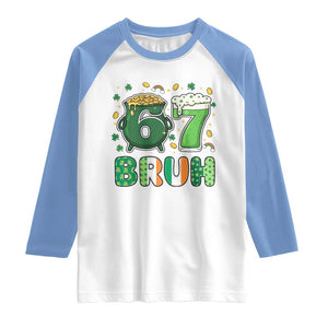 Funny St Patricks Day Six Seven Meme Raglan Shirt Irish American Gift TS12 White Carolina Blue Print Your Wear