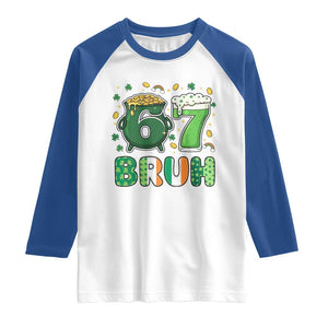 Funny St Patricks Day Six Seven Meme Raglan Shirt Irish American Gift TS12 White Royal Print Your Wear