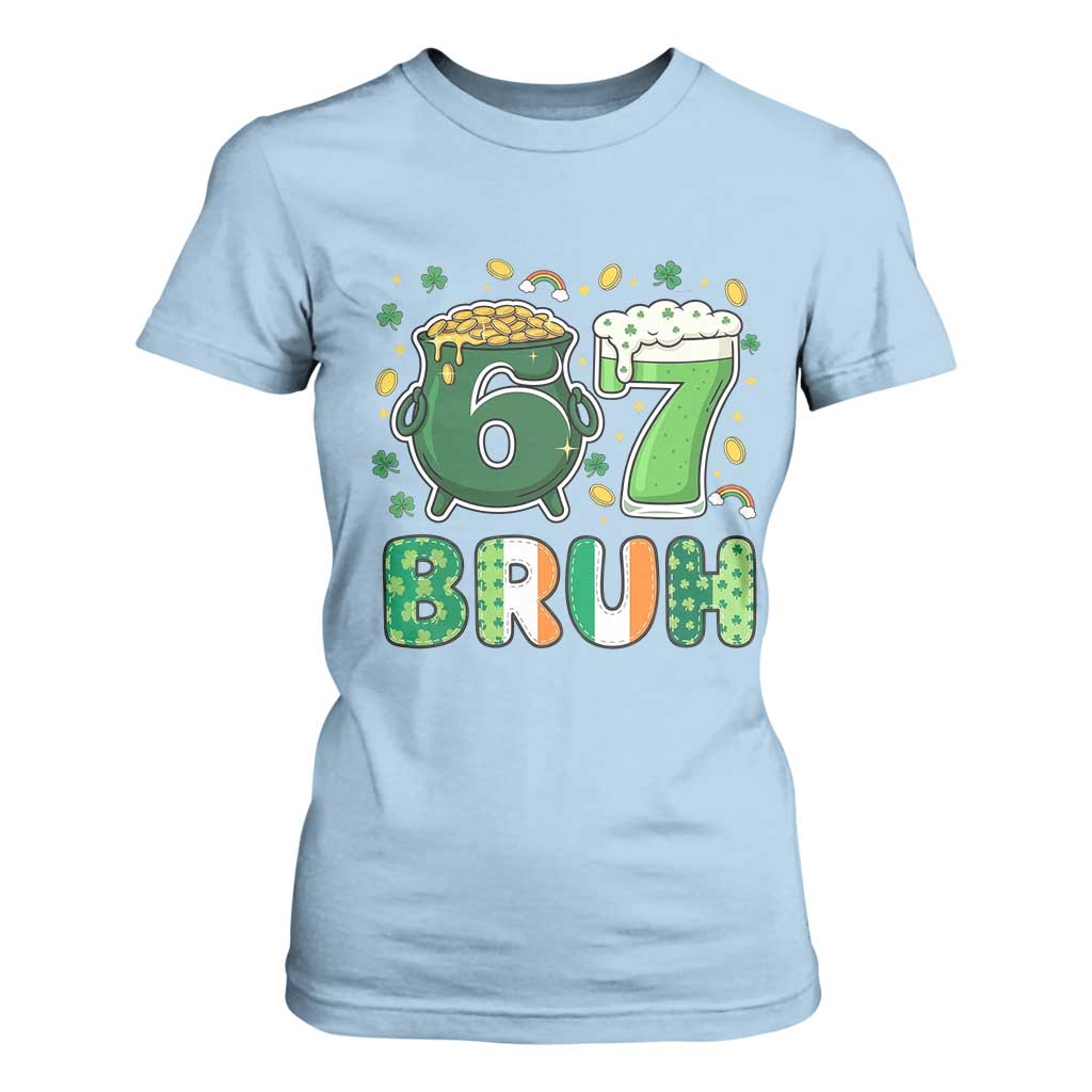 Funny St Patricks Day Six Seven Meme T Shirt For Women Irish American Gift TS12 Light Blue Print Your Wear