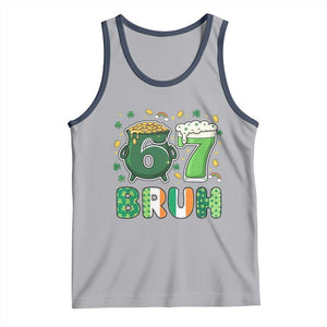 Funny St Patricks Day Six Seven Meme Tank Top Irish American Gift TS12 Athletic Heather Navy Print Your Wear