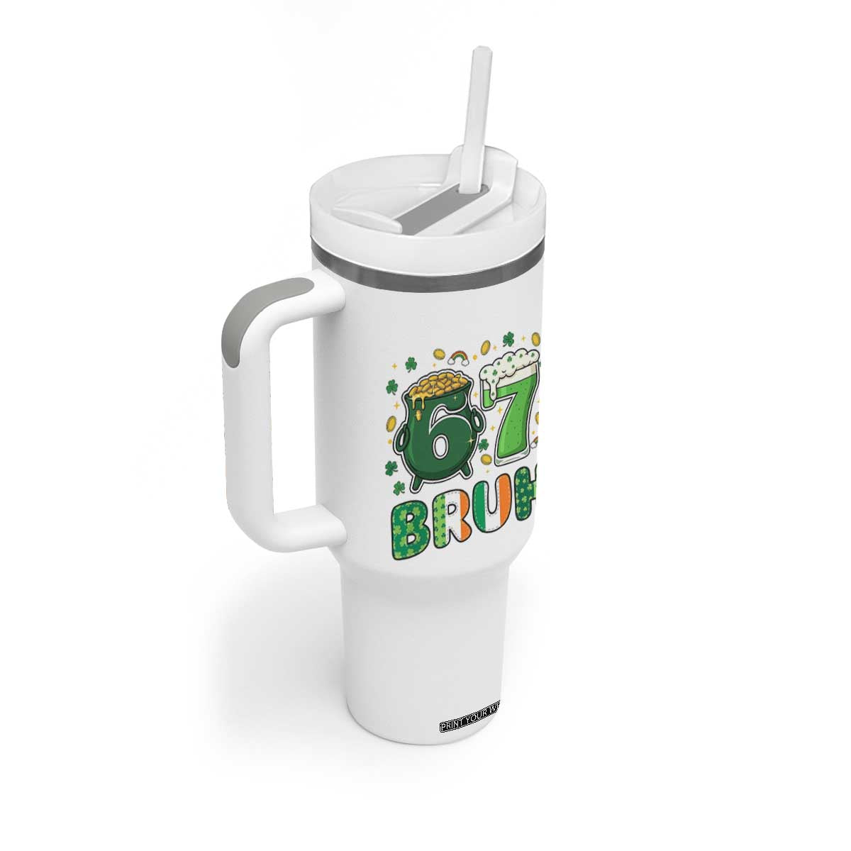 Funny St Patricks Day Six Seven Meme Tumbler With Handle Irish American Gift TS12 Print Your Wear