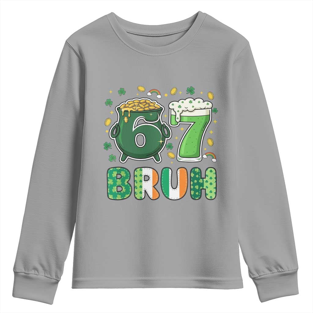 Funny St Patricks Day Six Seven Meme Youth Sweatshirt Irish American Gift TS12 Sport Gray Print Your Wear