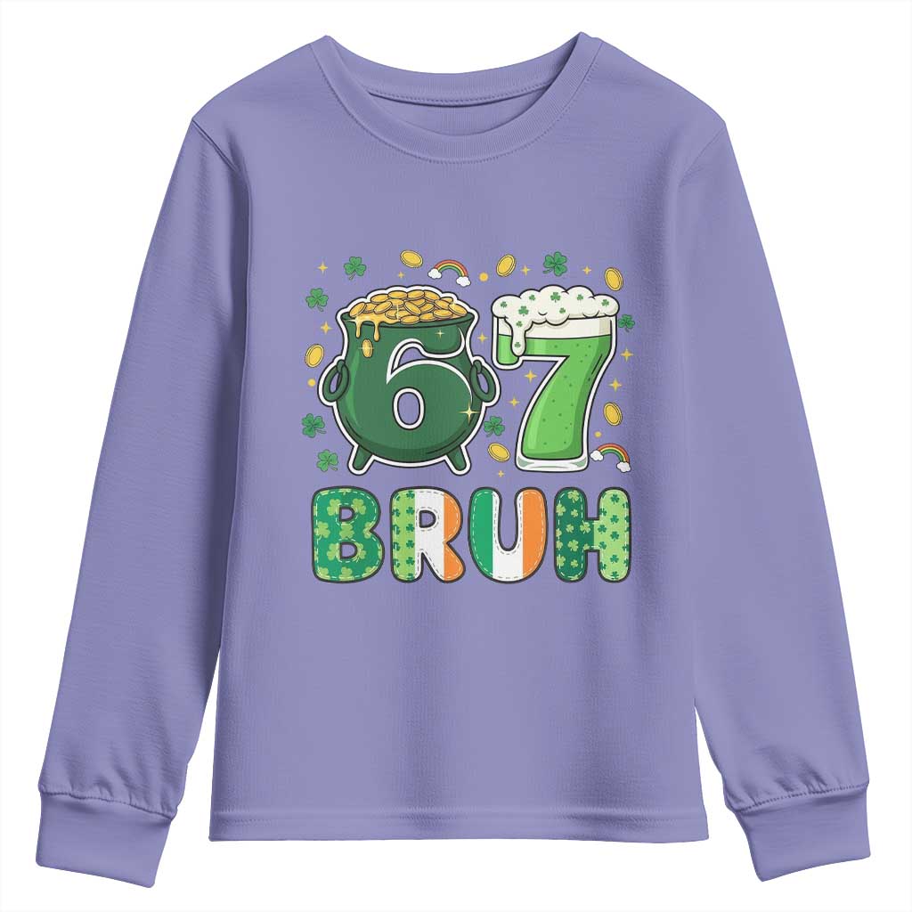 Funny St Patricks Day Six Seven Meme Youth Sweatshirt Irish American Gift TS12 Violet Print Your Wear