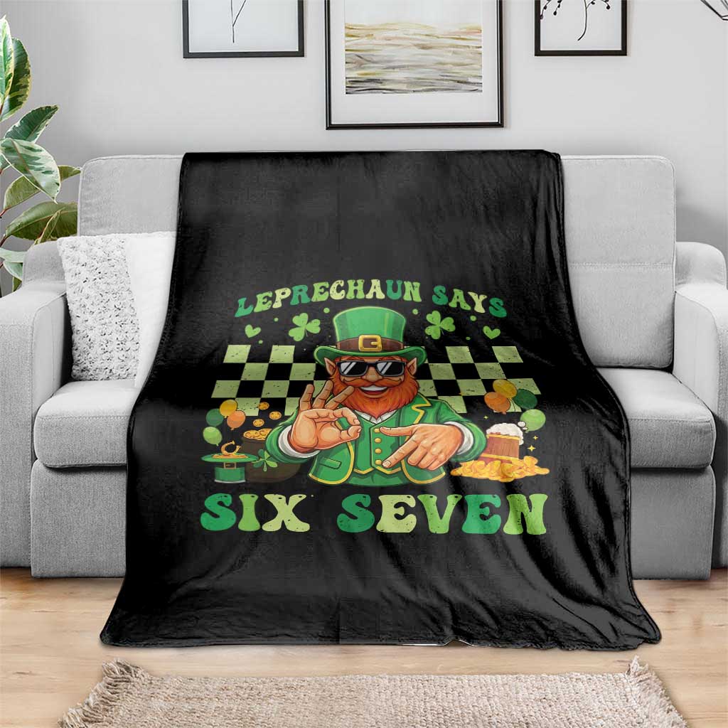 Funny Leprechaun Says Six Seven Throw Blanket St Patricks Day TS12 Print Your Wear