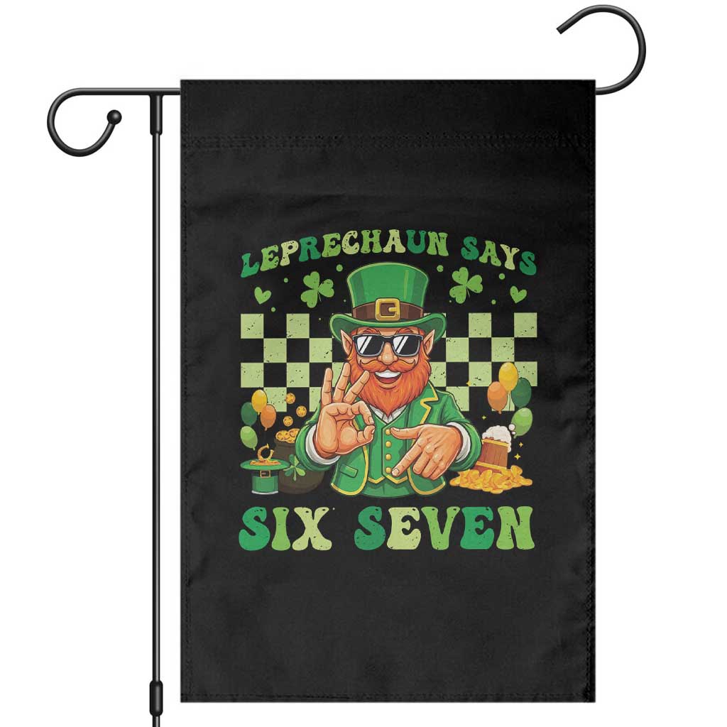 Funny Leprechaun Says Six Seven Garden Flag St Patricks Day TS12 Black Print Your Wear