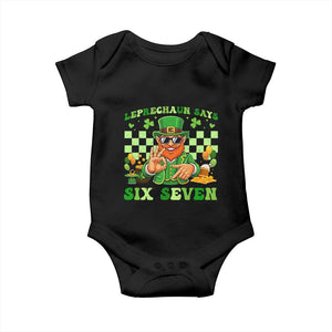 Funny Leprechaun Says Six Seven Baby Onesie St Patricks Day TS12 Black Print Your Wear