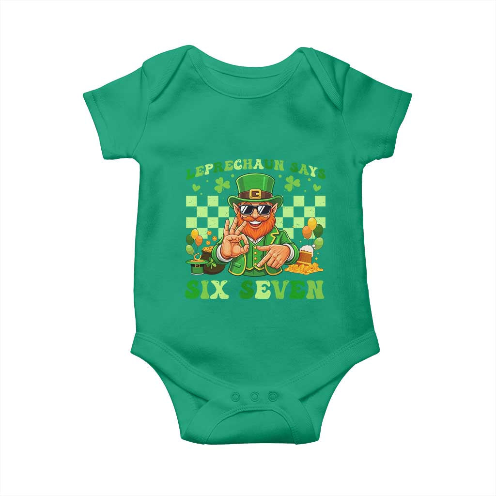 Funny Leprechaun Says Six Seven Baby Onesie St Patricks Day TS12 Irish Green Print Your Wear