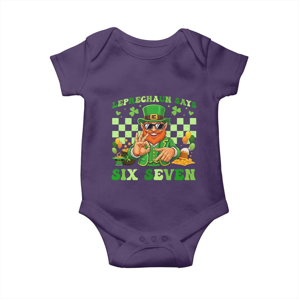 Funny Leprechaun Says Six Seven Baby Onesie St Patricks Day TS12 Purple Print Your Wear