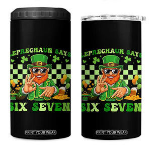 Funny Leprechaun Says Six Seven 4 in 1 Can Cooler Tumbler St Patricks Day TS12 One Size: 16 oz Black Print Your Wear