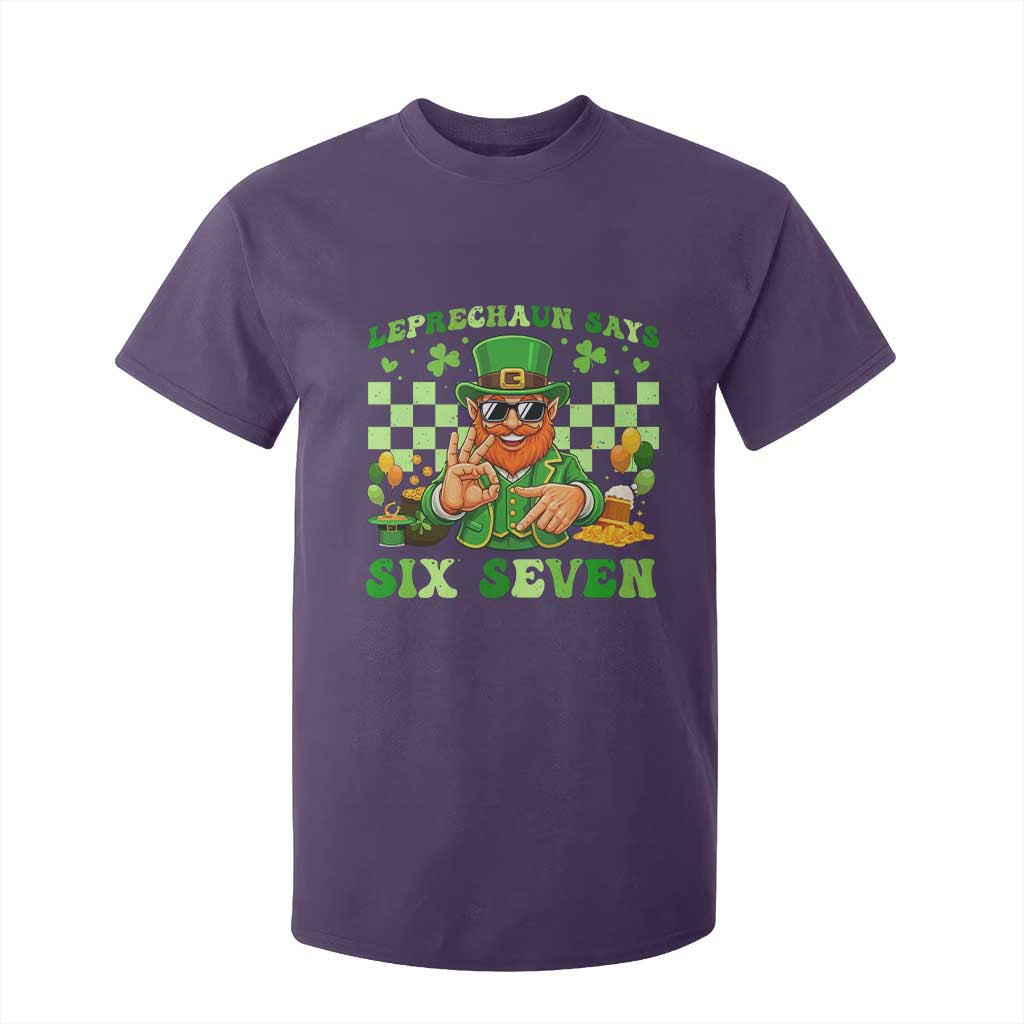 Funny Leprechaun Says Six Seven T Shirt For Kid St Patricks Day TS12 Purple Print Your Wear