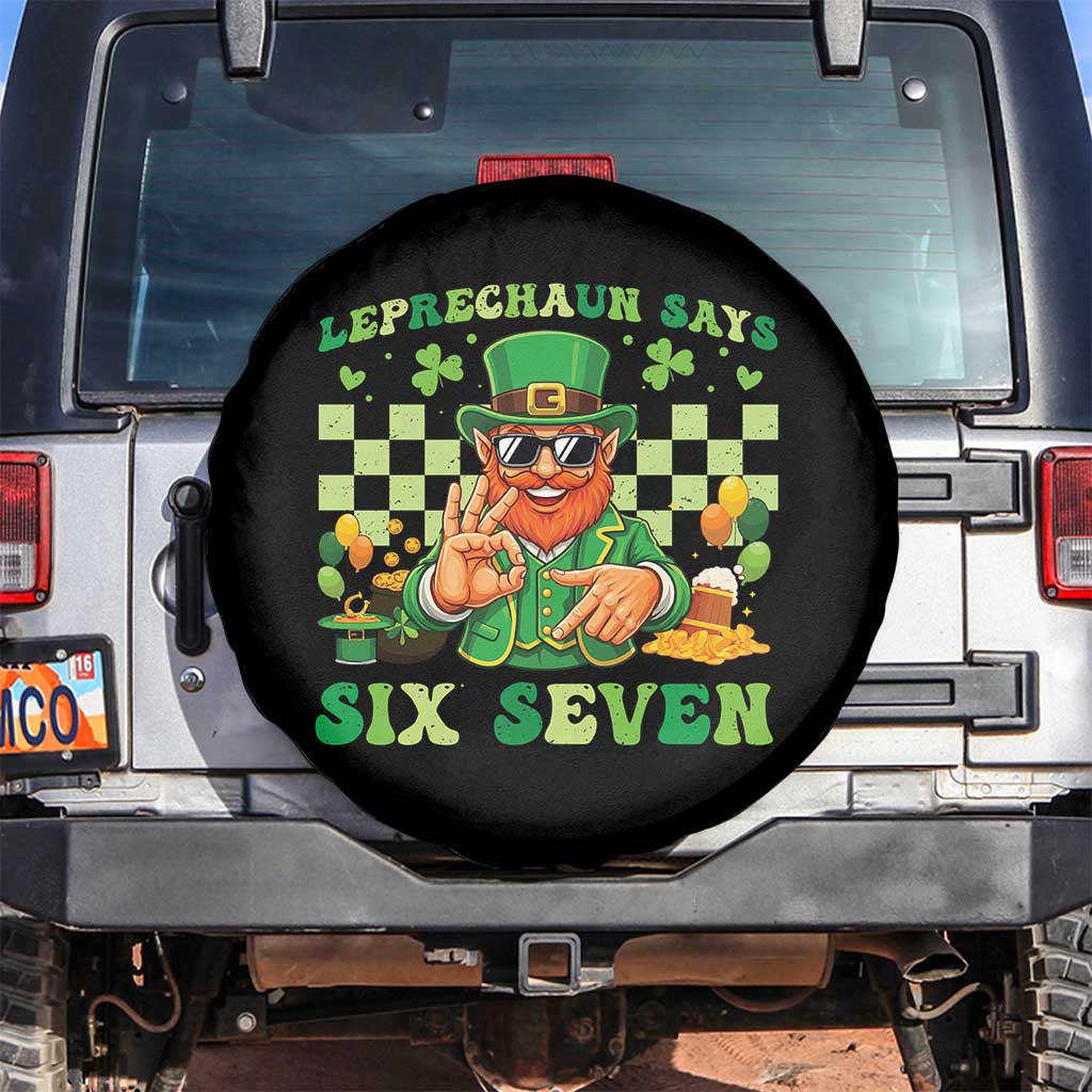 Funny Leprechaun Says Six Seven Spare Tire Cover St Patricks Day TS12 No hole Black Print Your Wear