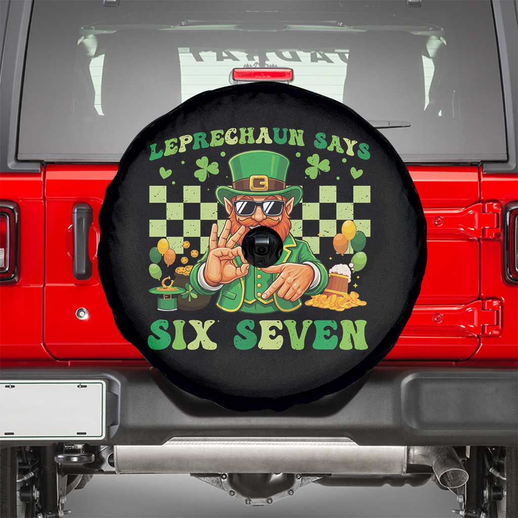 Funny Leprechaun Says Six Seven Spare Tire Cover St Patricks Day TS12 Black Print Your Wear