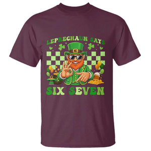 Funny Leprechaun Says Six Seven T Shirt St Patricks Day TS12 Maroon Print Your Wear