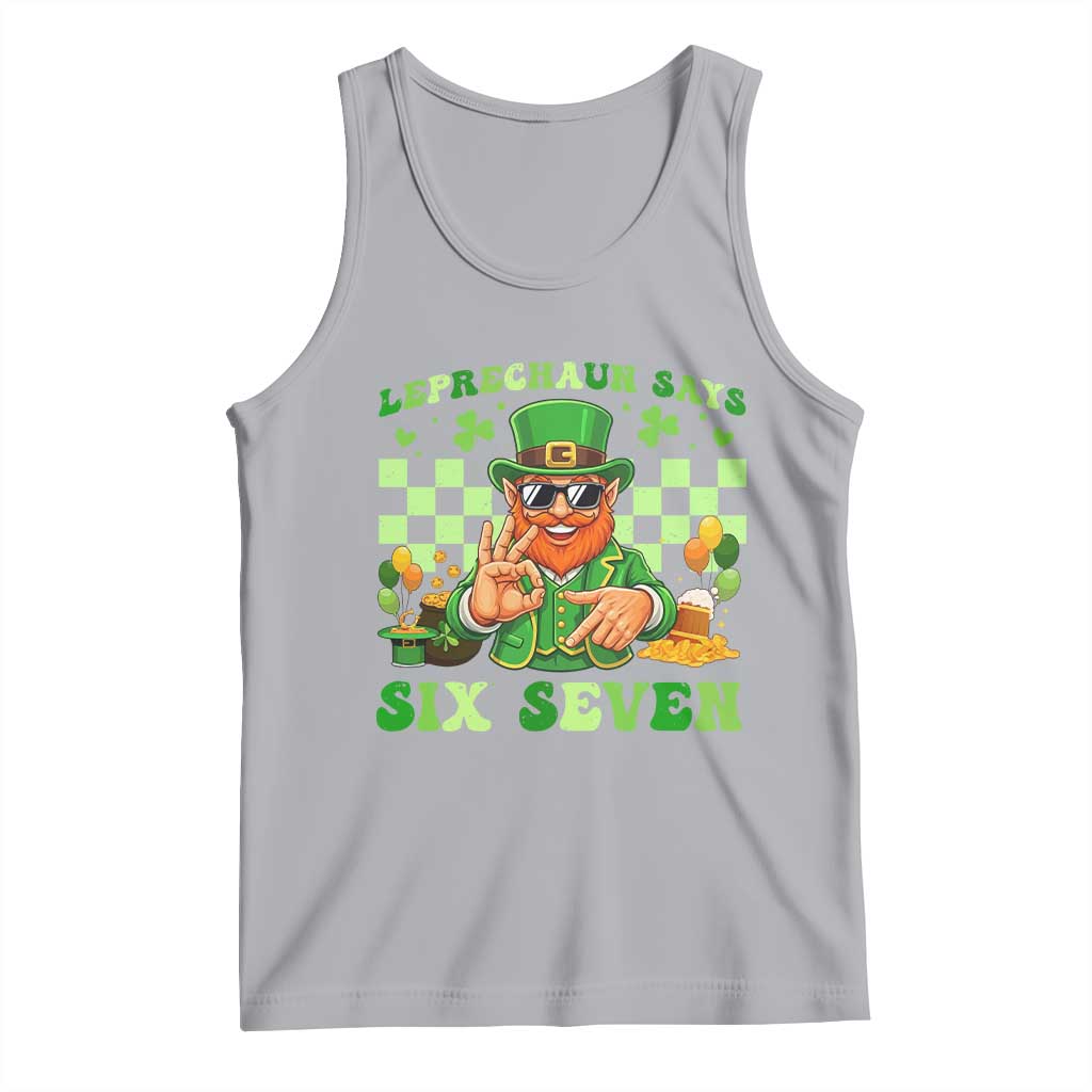 Funny Leprechaun Says Six Seven Tank Top St Patricks Day TS12 Athletic Heather Print Your Wear