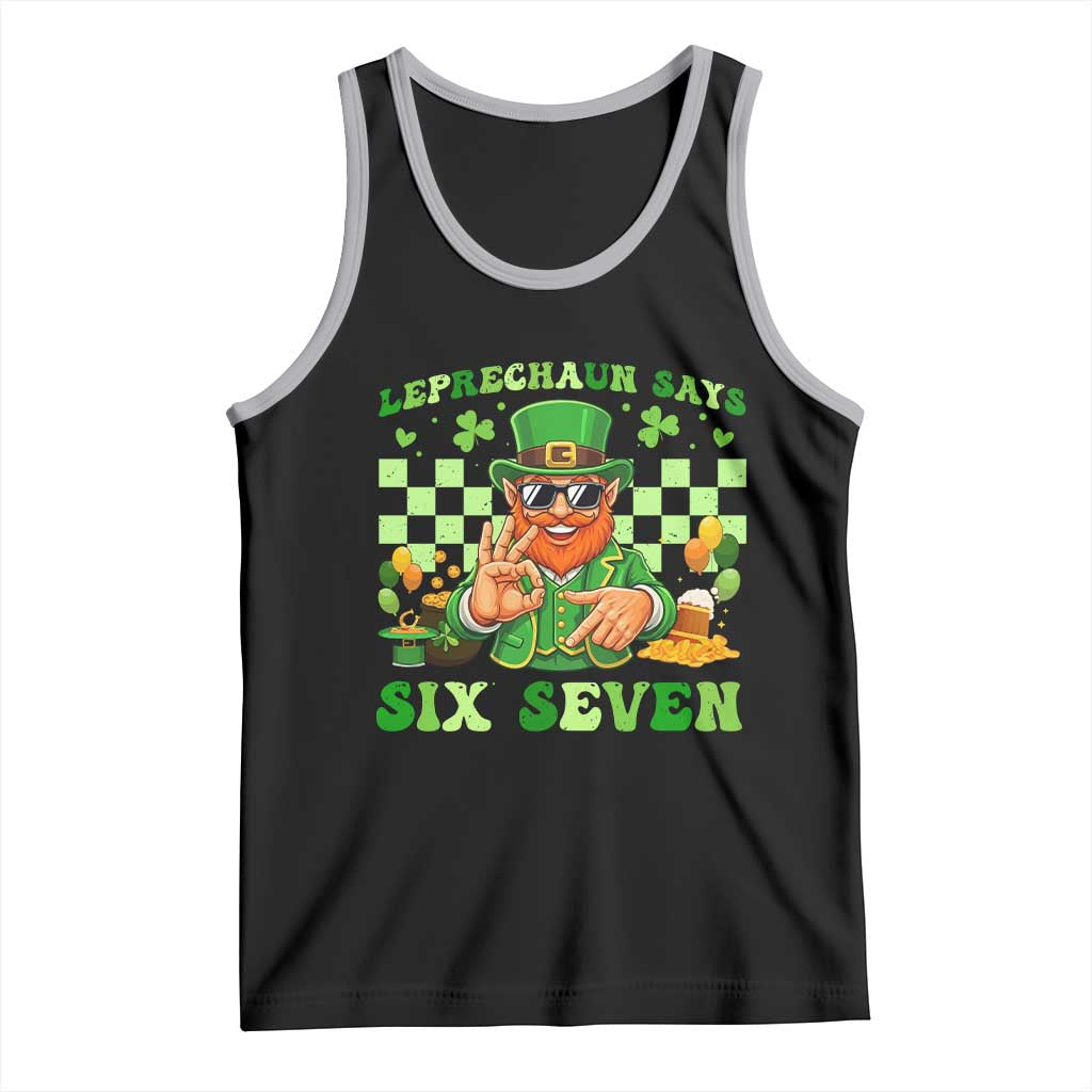 Funny Leprechaun Says Six Seven Tank Top St Patricks Day TS12 Black Athletic Heather Print Your Wear