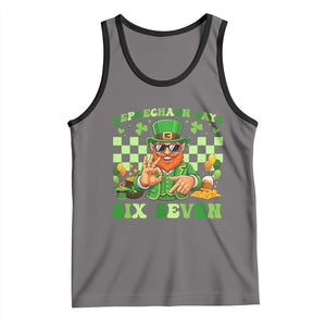 Funny Leprechaun Says Six Seven Tank Top St Patricks Day TS12 Deep Heather Black Print Your Wear