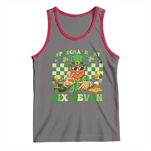 Funny Leprechaun Says Six Seven Tank Top St Patricks Day TS12 Deep Heather Red Print Your Wear