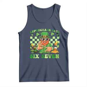Funny Leprechaun Says Six Seven Tank Top St Patricks Day TS12 Navy Print Your Wear
