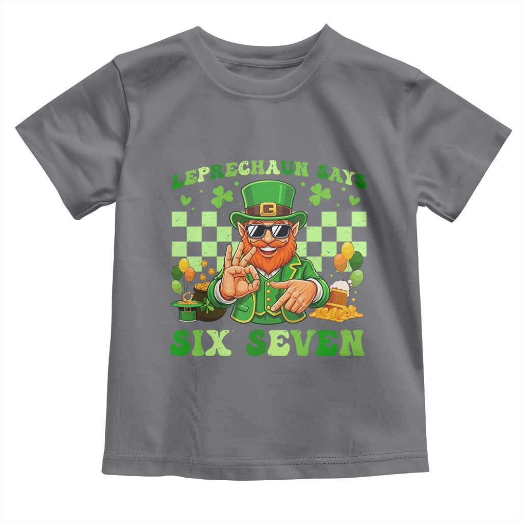 Funny Leprechaun Says Six Seven Toddler T Shirt St Patricks Day TS12 Charcoal Print Your Wear