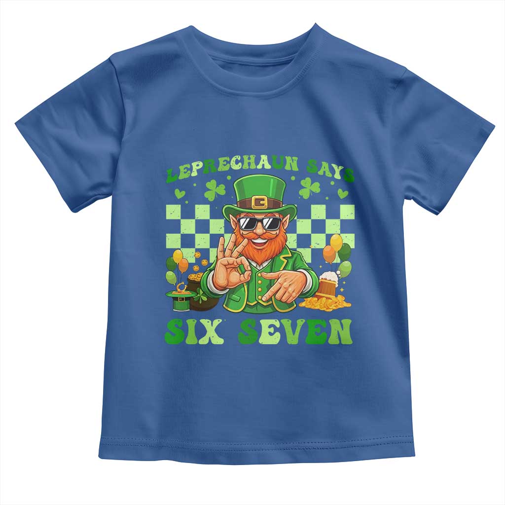 Funny Leprechaun Says Six Seven Toddler T Shirt St Patricks Day TS12 Royal Blue Print Your Wear