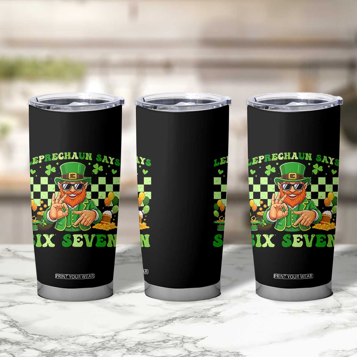 Funny Leprechaun Says Six Seven Tumbler Cup St Patricks Day TS12 Print Your Wear