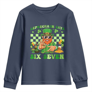 Funny Leprechaun Says Six Seven Youth Sweatshirt St Patricks Day TS12 Navy Print Your Wear