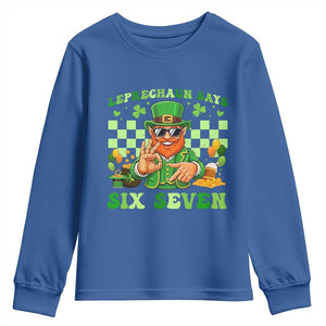 Funny Leprechaun Says Six Seven Youth Sweatshirt St Patricks Day TS12 Royal Blue Print Your Wear