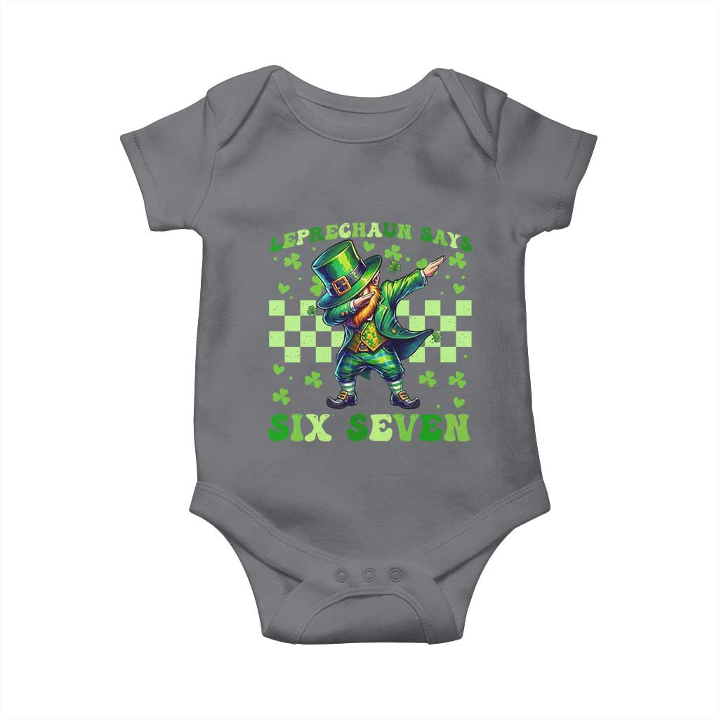 Leprechaun Six Seven Meme Baby Onesie Funny St Patricks Day Gift TS12 Charcoal Print Your Wear