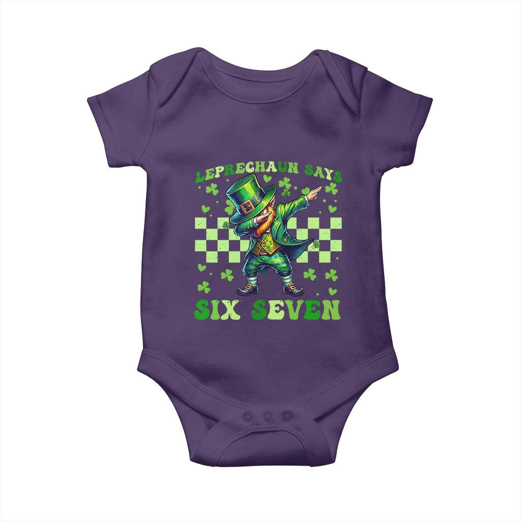 Leprechaun Six Seven Meme Baby Onesie Funny St Patricks Day Gift TS12 Purple Print Your Wear