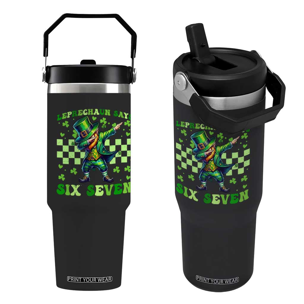 Leprechaun Six Seven Meme Flip Straw Tumbler Funny St Patricks Day Gift TS12 One Size: 30 oz Black Print Your Wear