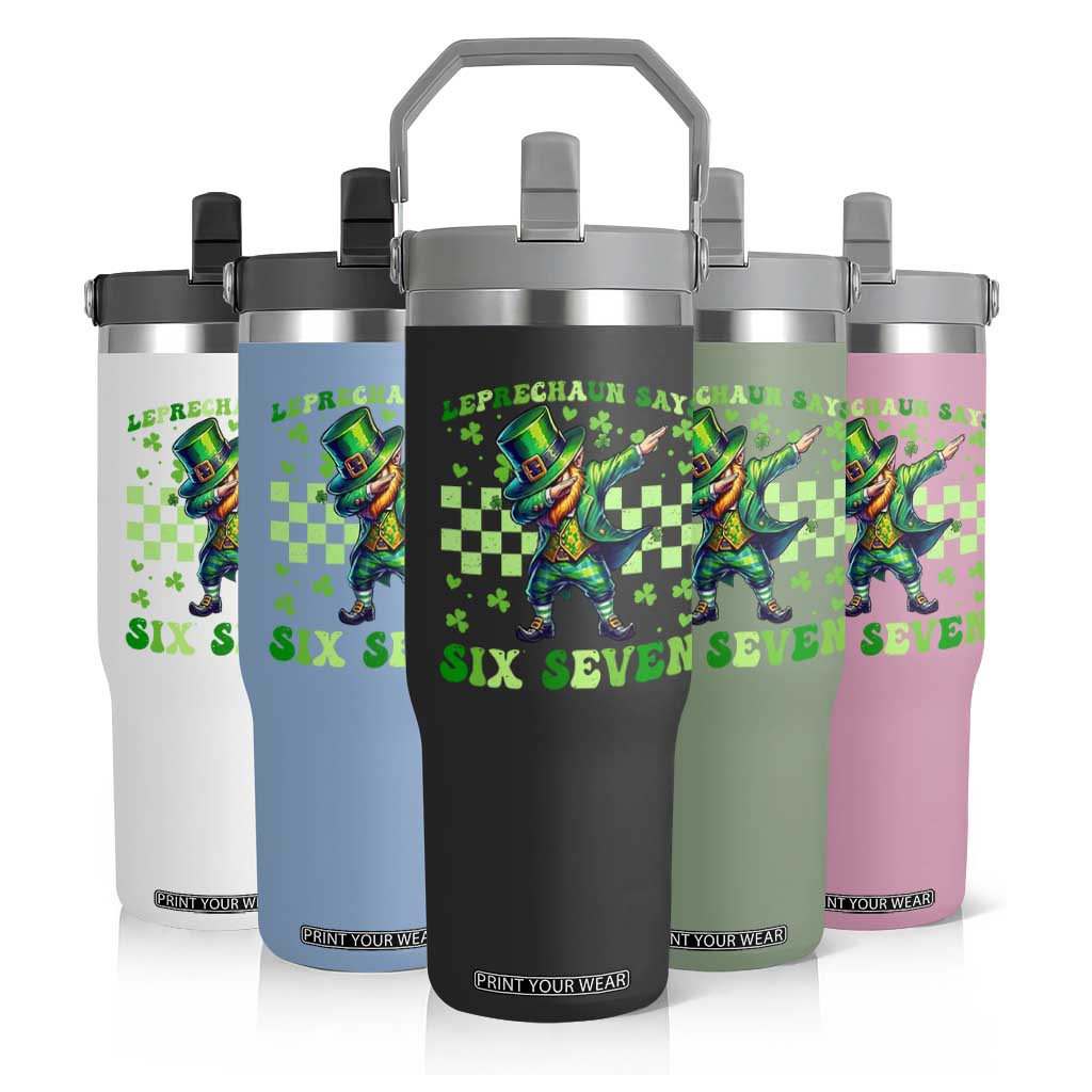 Leprechaun Six Seven Meme Flip Straw Tumbler Funny St Patricks Day Gift TS12 Print Your Wear