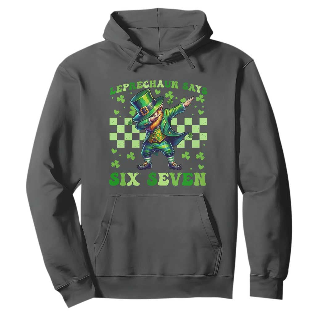 Leprechaun Six Seven Meme Hoodie Funny St Patricks Day Gift TS12 Dark Heather Print Your Wear