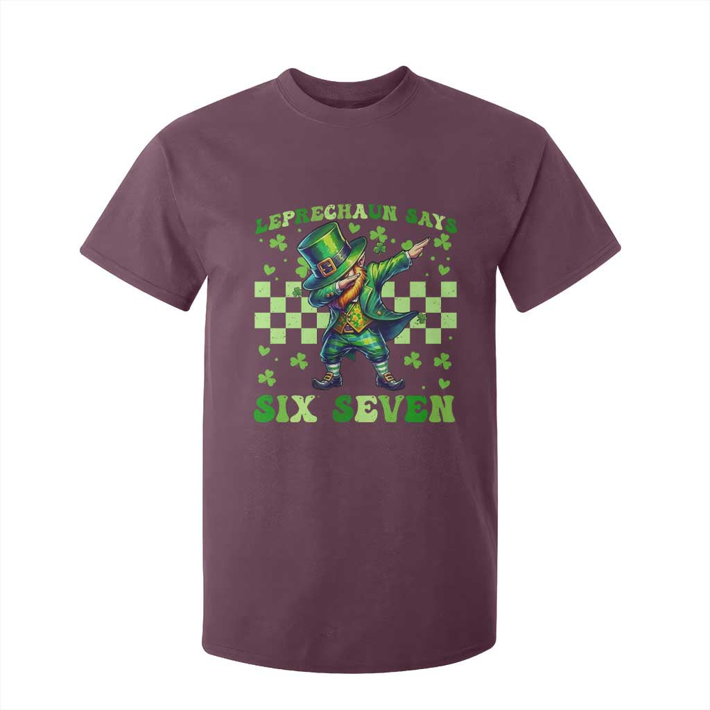 Leprechaun Six Seven Meme T Shirt For Kid Funny St Patricks Day Gift TS12 Maroon Print Your Wear