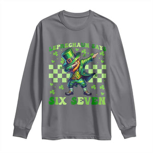 Leprechaun Six Seven Meme Long Sleeve Shirt Funny St Patricks Day Gift TS12 Charcoal Print Your Wear