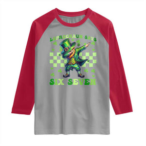 Leprechaun Six Seven Meme Raglan Shirt Funny St Patricks Day Gift TS12 Sport Gray Red Print Your Wear