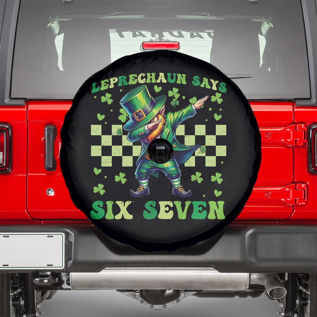 Leprechaun Six Seven Meme Spare Tire Cover Funny St Patricks Day Gift TS12 Black Print Your Wear