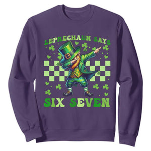 Leprechaun Six Seven Meme Sweatshirt Funny St Patricks Day Gift TS12 Purple Print Your Wear