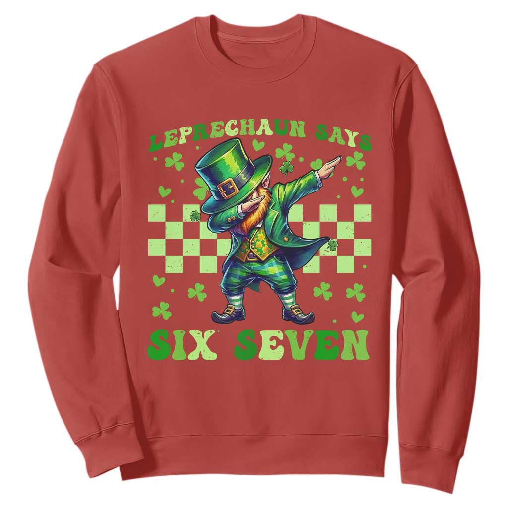 Leprechaun Six Seven Meme Sweatshirt Funny St Patricks Day Gift TS12 Red Print Your Wear