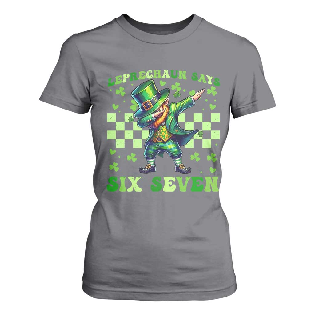 Leprechaun Six Seven Meme T Shirt For Women Funny St Patricks Day Gift TS12 Charcoal Print Your Wear