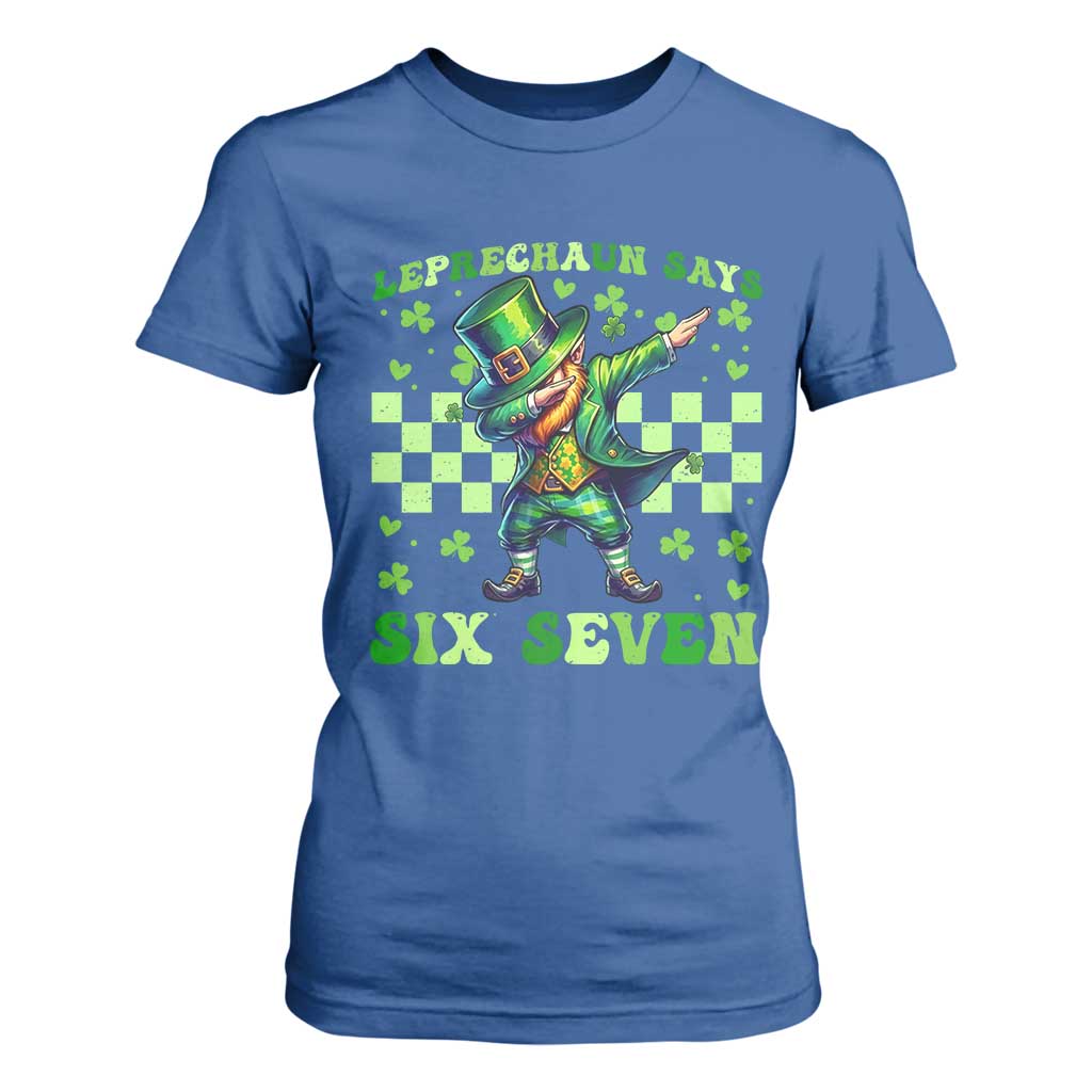 Leprechaun Six Seven Meme T Shirt For Women Funny St Patricks Day Gift TS12 Royal Blue Print Your Wear