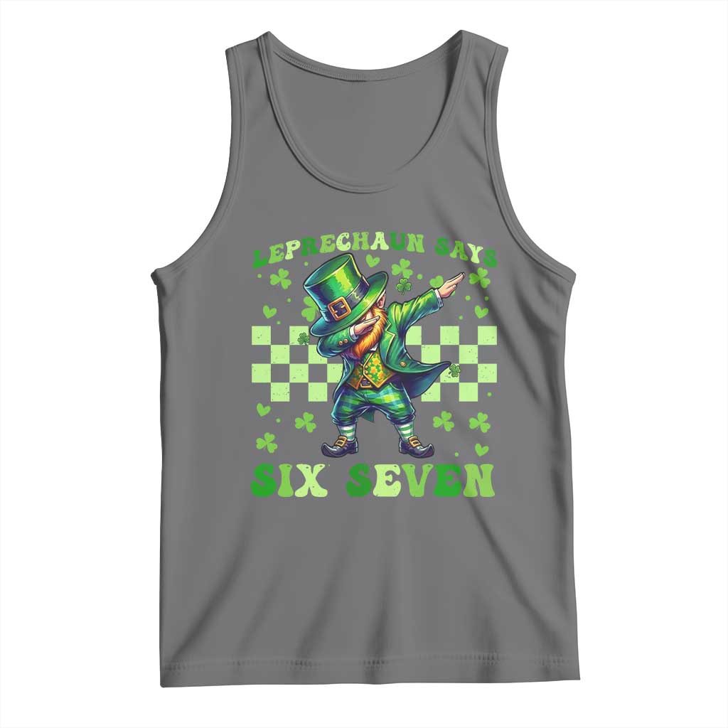 Leprechaun Six Seven Meme Tank Top Funny St Patricks Day Gift TS12 Black Heather Print Your Wear