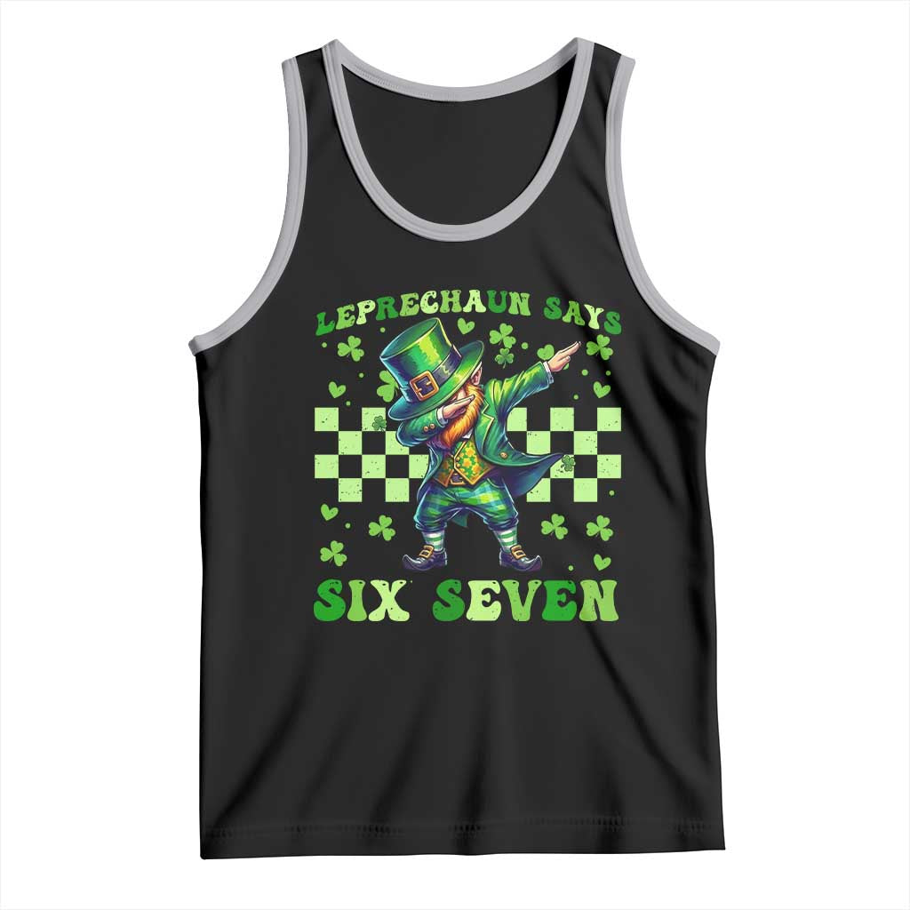 Leprechaun Six Seven Meme Tank Top Funny St Patricks Day Gift TS12 Black Athletic Heather Print Your Wear