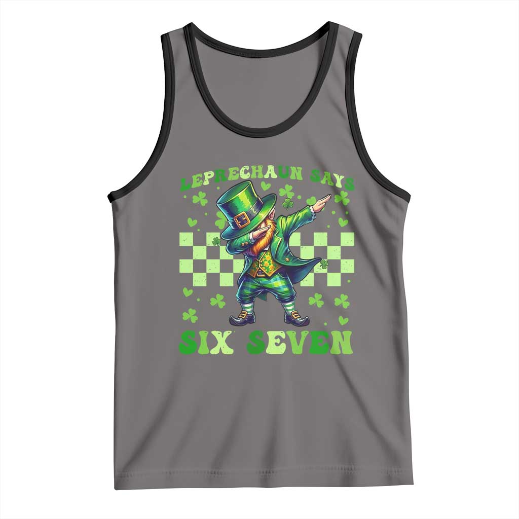 Leprechaun Six Seven Meme Tank Top Funny St Patricks Day Gift TS12 Deep Heather Black Print Your Wear