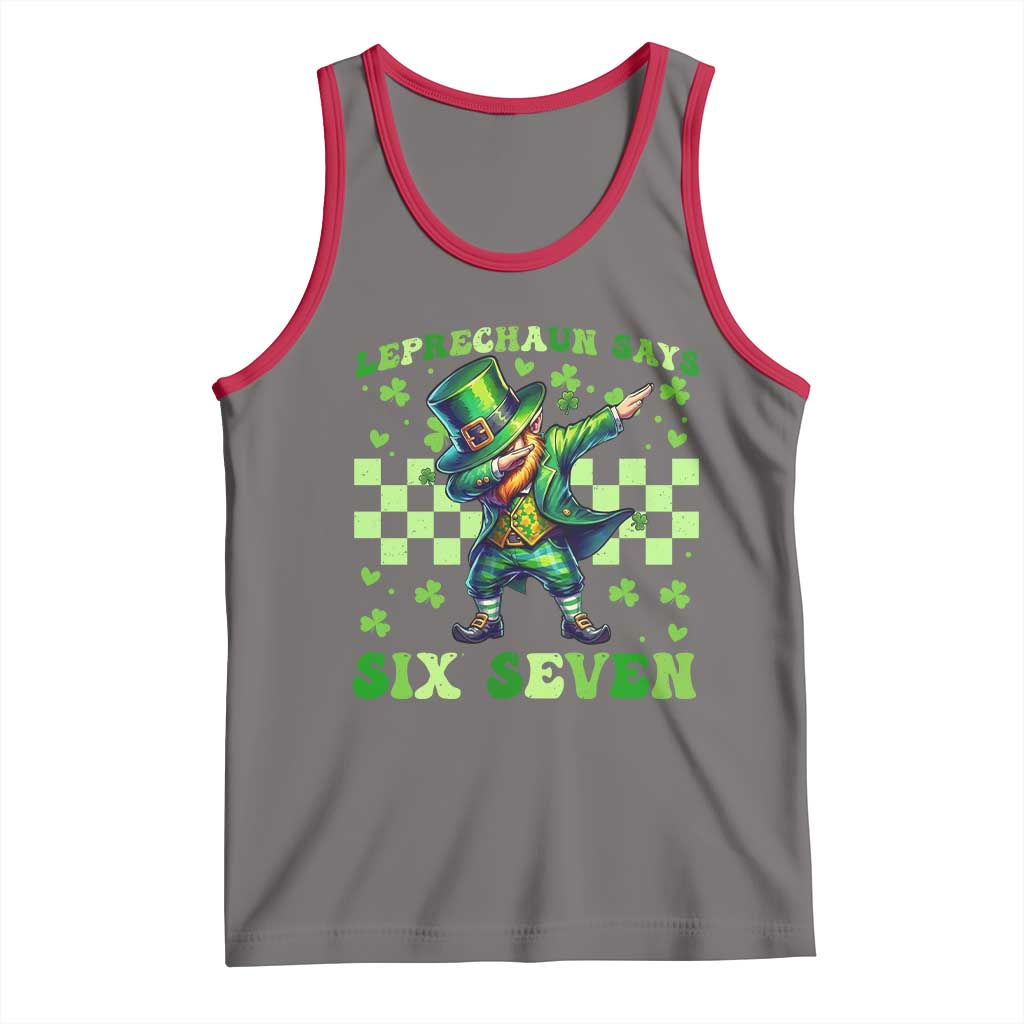 Leprechaun Six Seven Meme Tank Top Funny St Patricks Day Gift TS12 Deep Heather Red Print Your Wear
