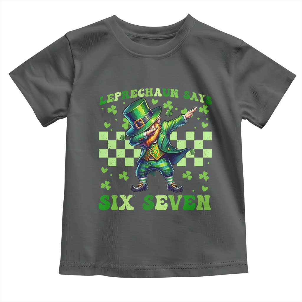 Leprechaun Six Seven Meme Toddler T Shirt Funny St Patricks Day Gift TS12 Dark Heather Print Your Wear