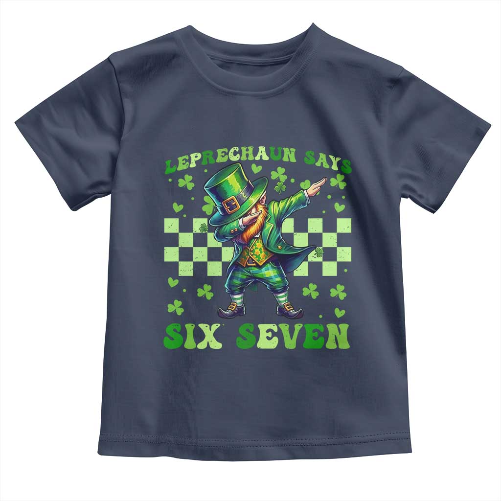 Leprechaun Six Seven Meme Toddler T Shirt Funny St Patricks Day Gift TS12 Navy Print Your Wear