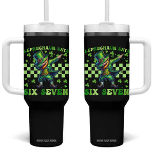 Leprechaun Six Seven Meme Tumbler With Handle Funny St Patricks Day Gift TS12 One Size: 40 oz Black Print Your Wear
