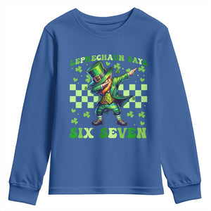 Leprechaun Six Seven Meme Youth Sweatshirt Funny St Patricks Day Gift TS12 Royal Blue Print Your Wear