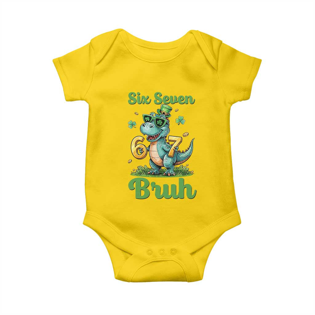 Funny Dinosaur Says Six Seven Baby Onesie St Patricks Day TS12 Daisy Print Your Wear
