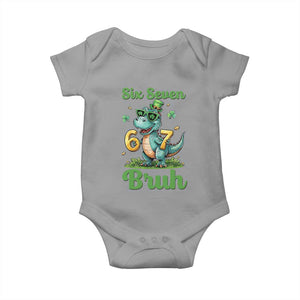 Funny Dinosaur Says Six Seven Baby Onesie St Patricks Day TS12 Sport Gray Print Your Wear